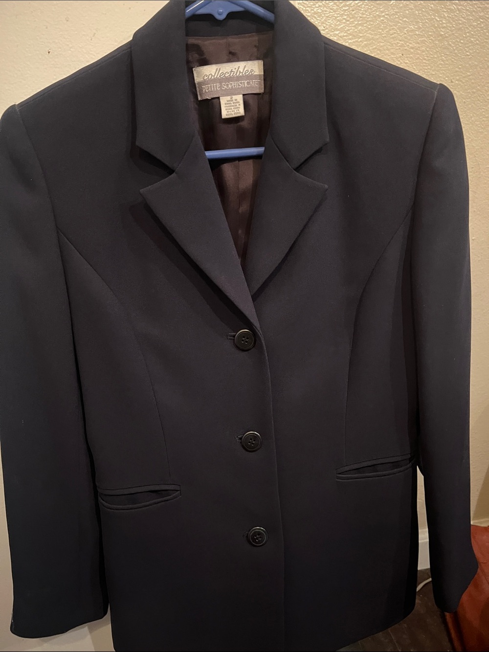 Petite Sophisticate Dark Navy Classic Blazer Jacket
